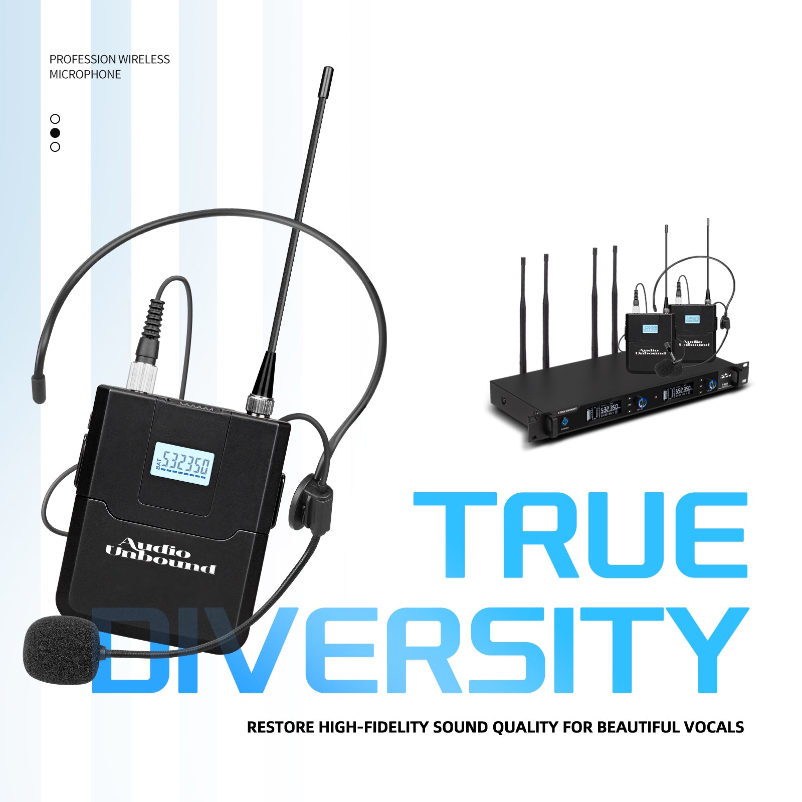 AU-M100 Pro Dual Channel Wireless Headset & Lavalier Microphone