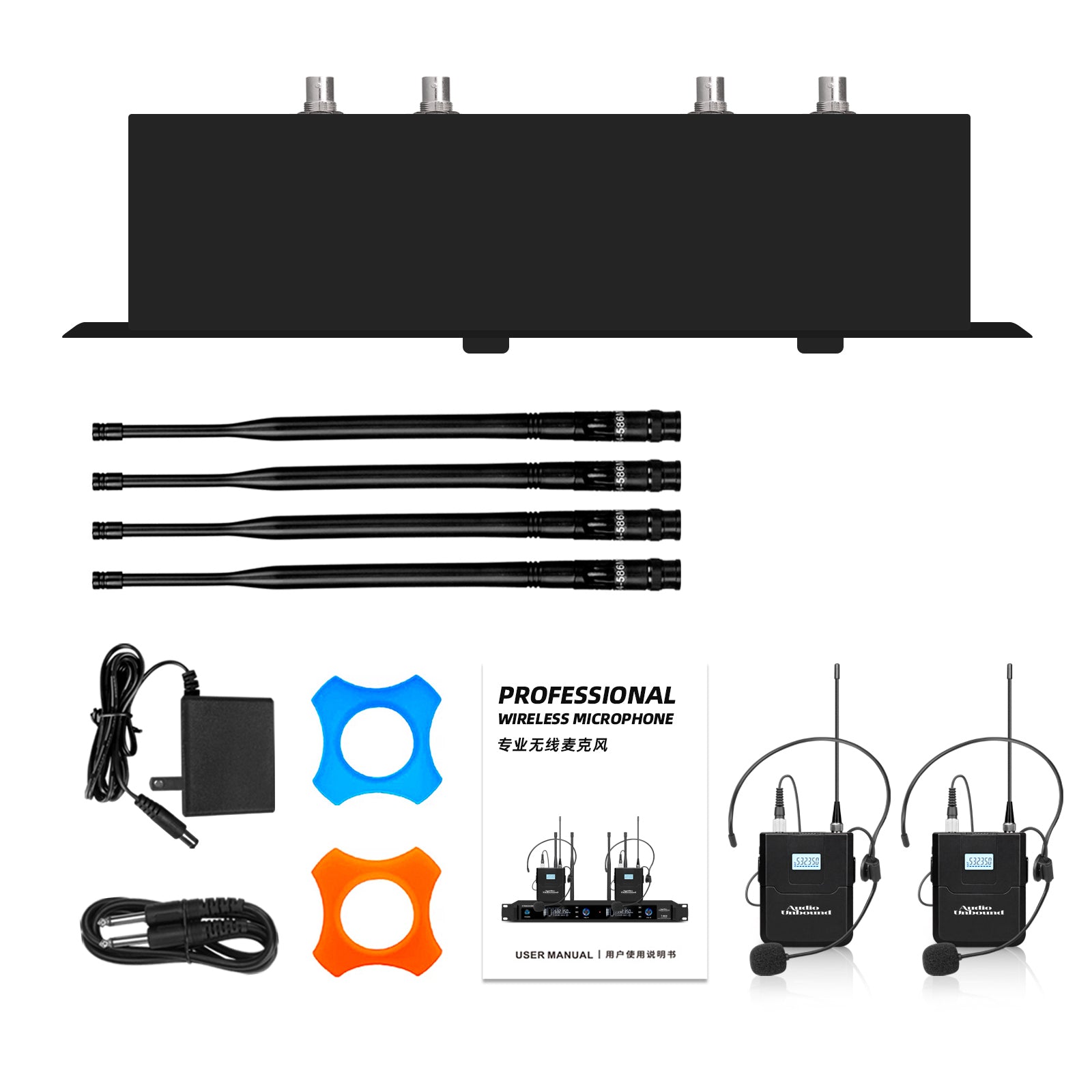 AU-M100Pro - Dual Channel Headset and Lavalier Wireless System